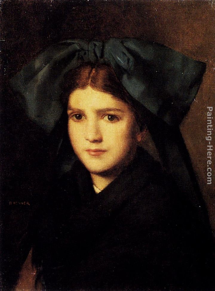 Jean-Jacques Henner A Portrait Of A Young Girl With A Bow In Her Hair
